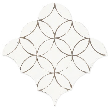 Mosaic House Moroccan tile Fleurs C 26 Polar White  solid zellige, mosaic, zellij, field, pattern, glaze, circles, classic 